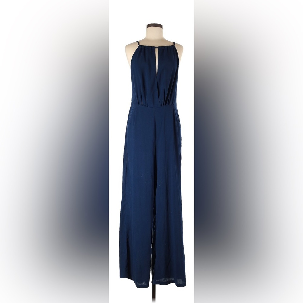 Francesca's Collections Navy Halter Jumpsuit